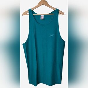 VINTAGE Speedo Men's Shirt Size Large Aqua Blue Tank Top Made In USA 90s